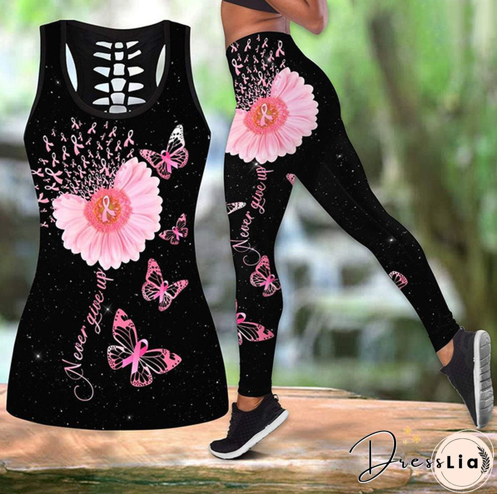 Breast Cancer-Faith Hope Love 3D Print Two Pieces Set Sleeveless Shirt And Legging Summer Combo Tank Top & Legging Outfit Plus Size S-5Xl