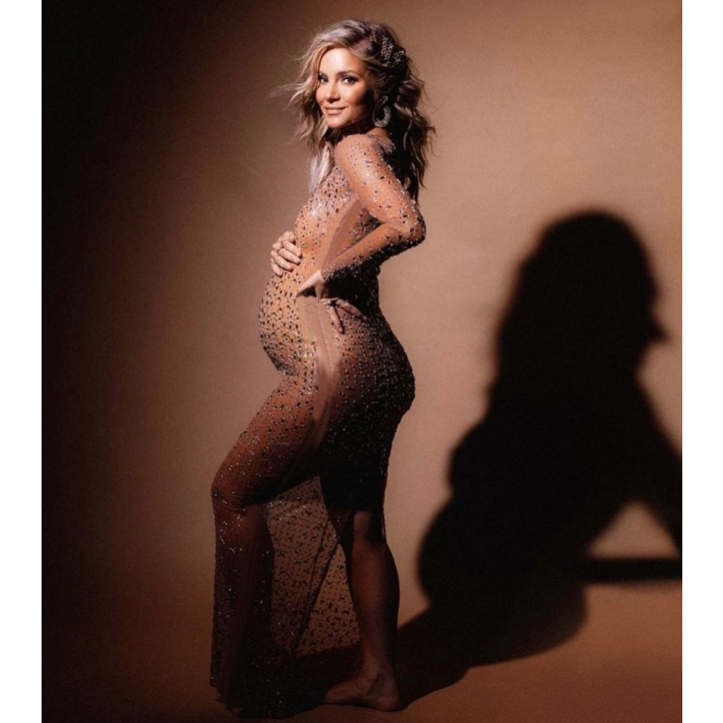 Ootddress Glitter Female Cover up Maxi Dress Mesh See-Through Split Fashion Long Sleeve Slim Sexy Beach Cover up Dress For Women New