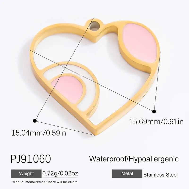 1 Piece 12.64*13.28mm 304 Stainless Steel Zircon 18K Gold Plated Heart Shape Pendant Jewelry Accessories