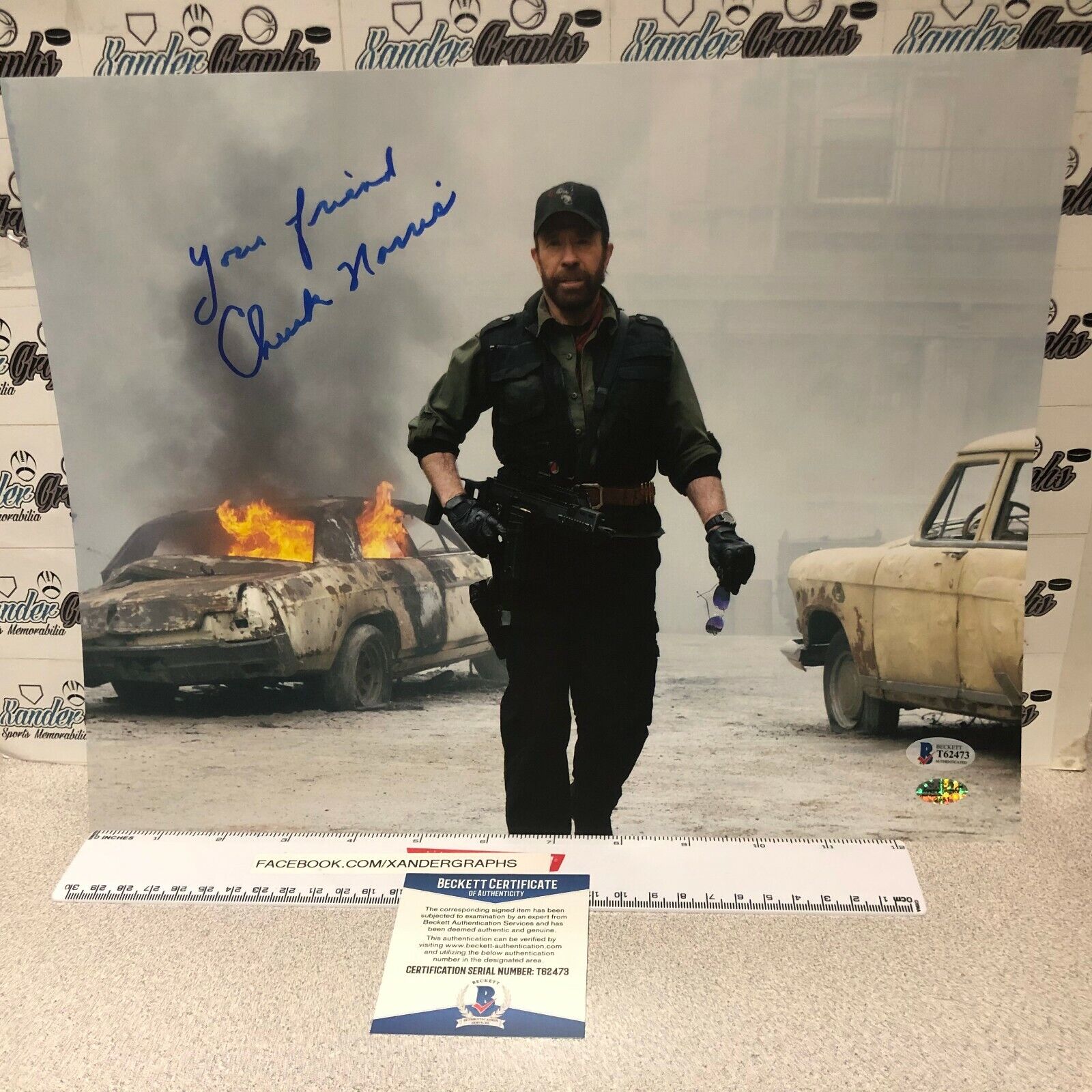CHUCK NORRIS SIGNED AUTOGRAPHED 11X14 Photo Poster paintingGRAPH DELTA FORCE BECKETT BAS COA