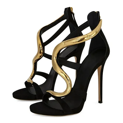Black and gold heels, buy black and gold heels at best price | FSJ