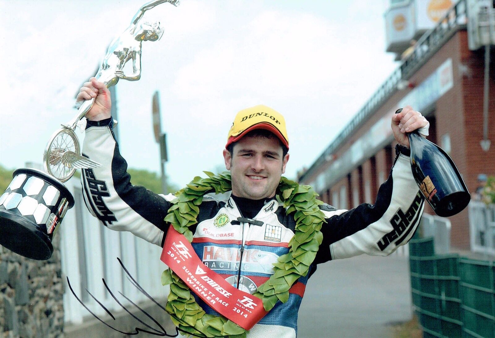 Michael DUNLOP SIGNED Autograph 12x8 Photo Poster painting 4 AFTAL COA IOM TT BMW Rider Legend