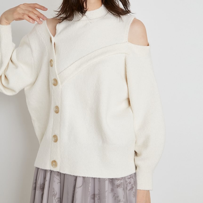 Fashionable solid off shoulder sweater