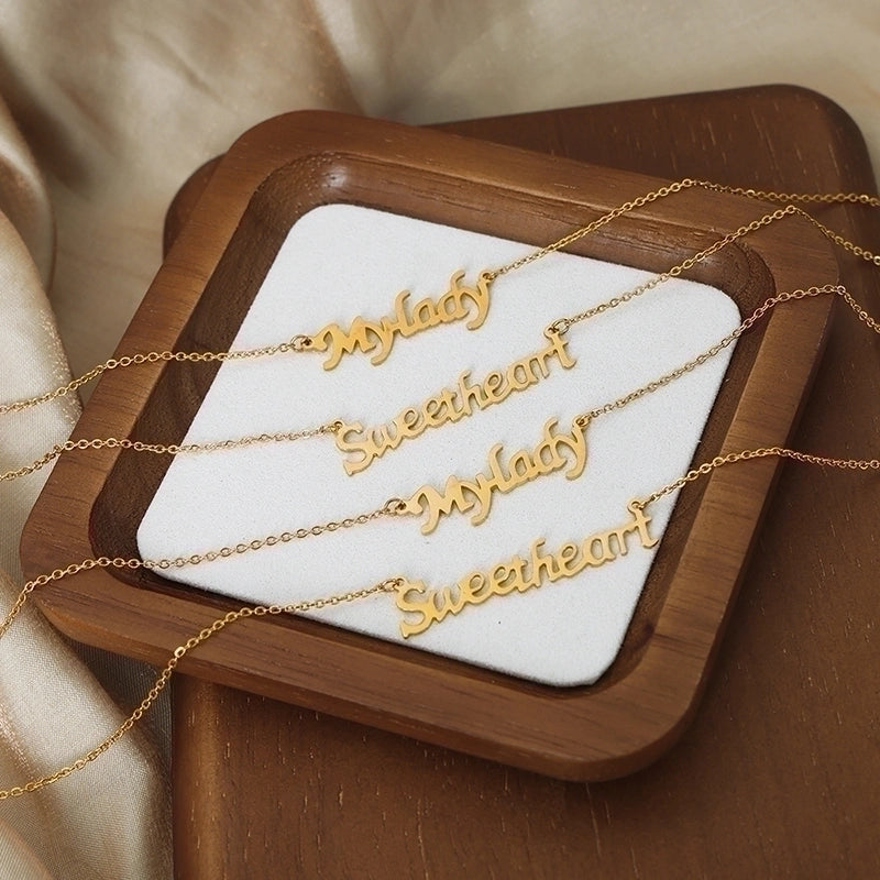 Sweet Solid Color Titanium Steel 18K Gold Plated Plating Necklace