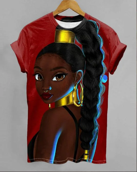 Black Girl Print Short Sleeve T-shirt