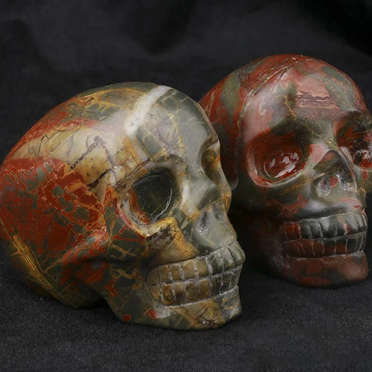 Unakite Stone Crystal Skull Decoration
