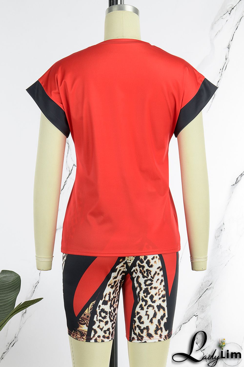 Green Casual Print Patchwork O Neck Short Sleeve Two Pieces