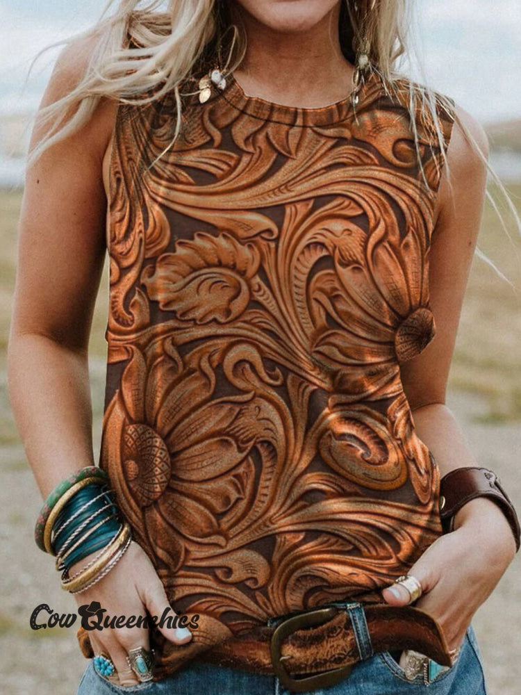 Women&rsquo;s Brown Print Casual Tank Top Multicolor / S