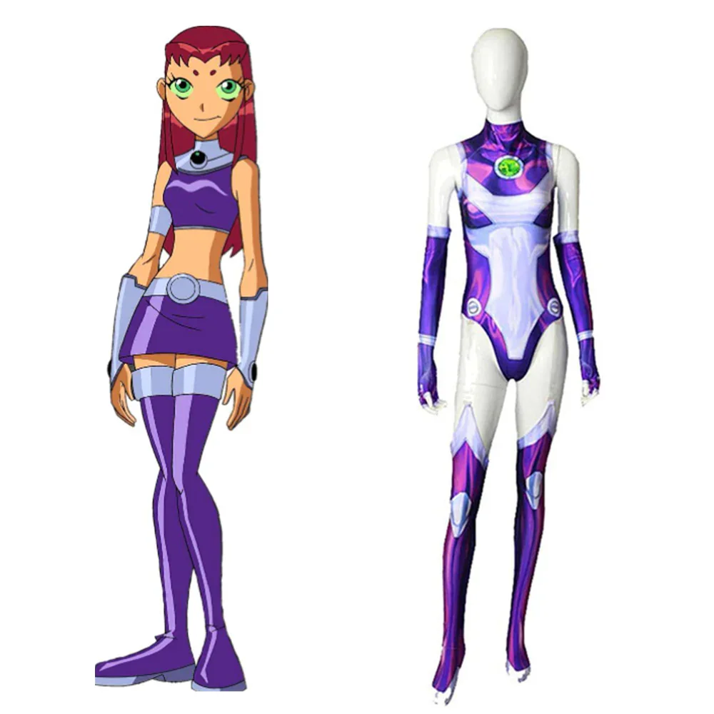 Teen Titans Starfire Cosplay Costume Outfits Halloween Carnival Party Suit