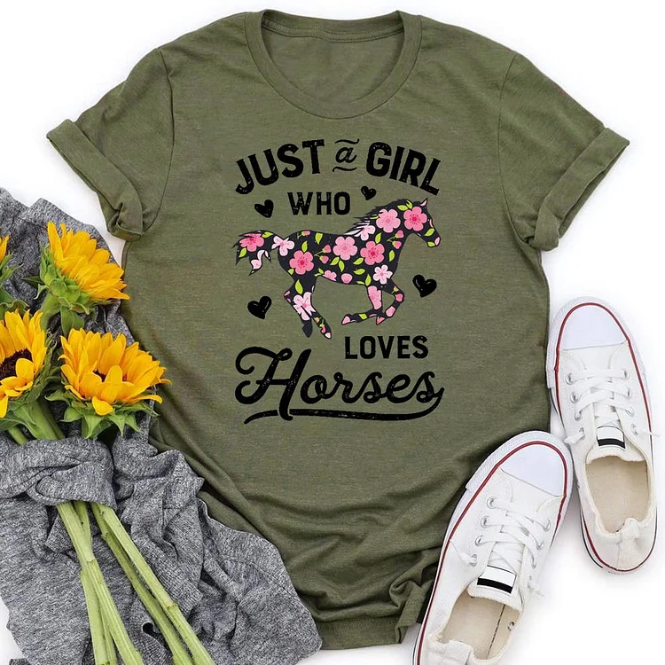 ANB - Just a girl who loves horses Village LifeRetro Tee -05772