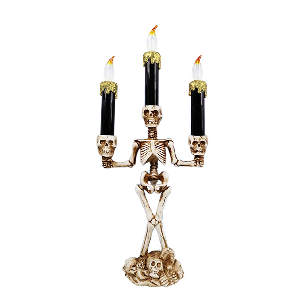 3 Heads Halloween Skull Candlestick Lights LED Ghost Festival Candle Holder от Cesdeals WW