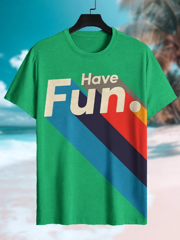 Men's Have Fun Colorblock Print Casual T-Shirt