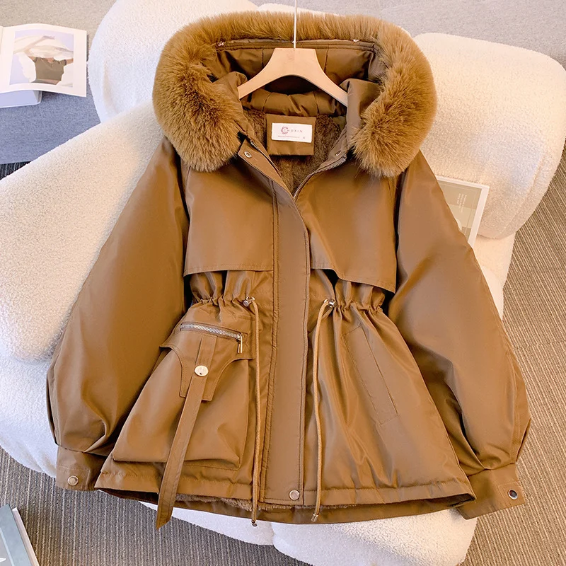 Toloer Short Style To Overcome The Female 2024 Winter New Korean Version Of Down Cotton Suit Thick And Velvet Large Size Warm Coat-Outfit Ideas