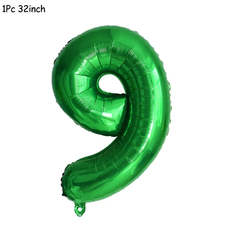 11Pcs Green Foil Number Balloons Dinosaur Latex Balloon Kids Jungle Theme Birthday Safari Forest Party Decorations Baby Shower