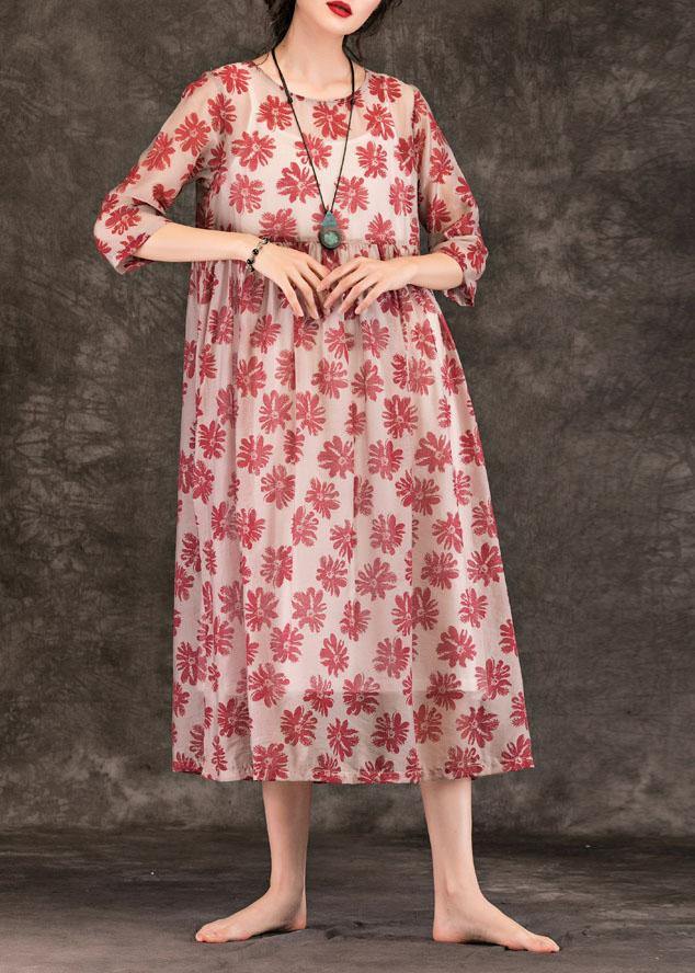 VCSHOES red print dresses o neck patchwork summer Dresses