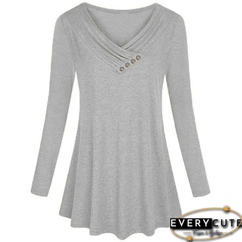XS-8XL Plus Size Fashion Autumn and Winter Clothes Womens Casual Loose Tops Button