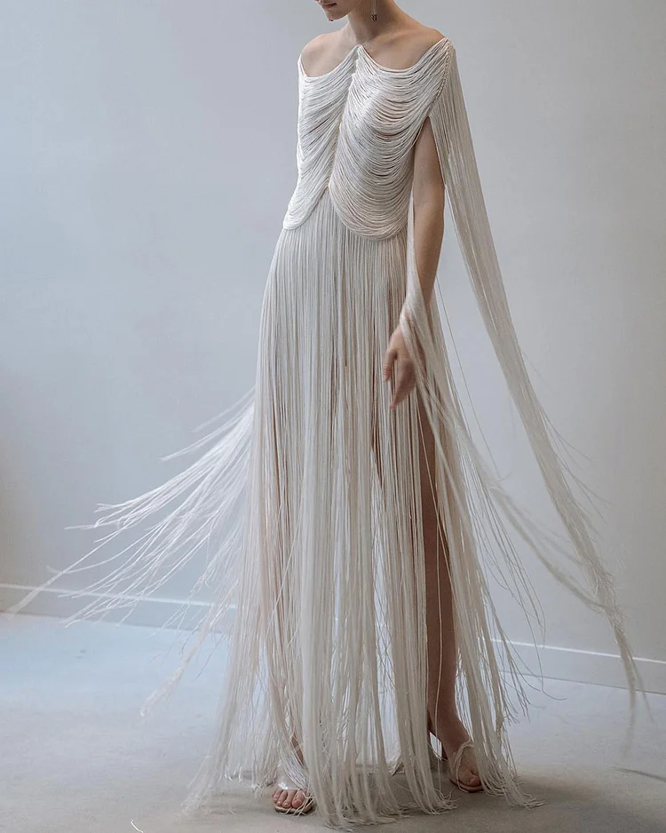 Elegant Romantic Fringed Dress