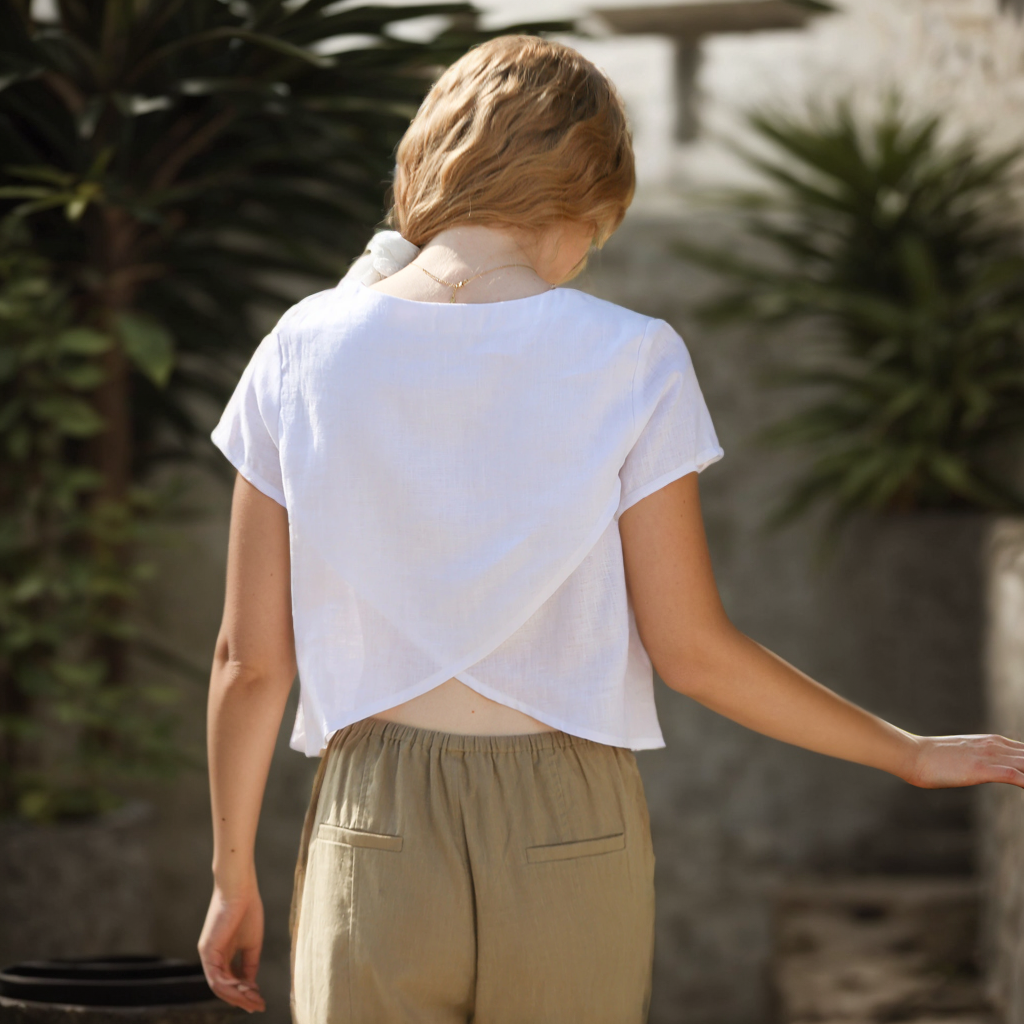 Womens Linen Shirts with Back Split REAL SILK LIFE