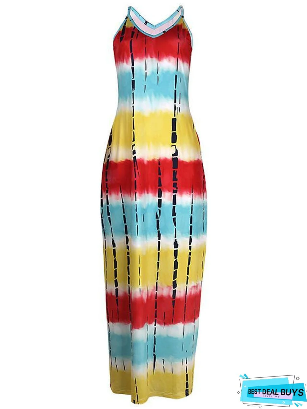 Women's Sundress Maxi Long Dress Sleeveless Print Fall Winter Casual Rainbow