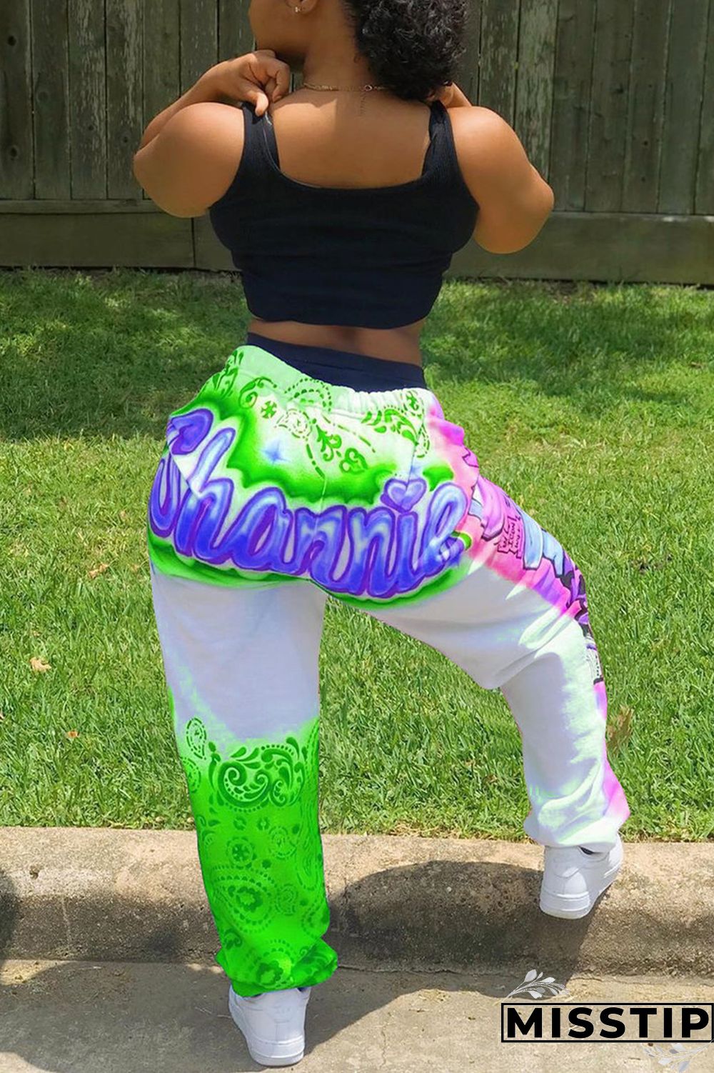 Multicolor Fashion Printed Mid Waist Loose Trousers