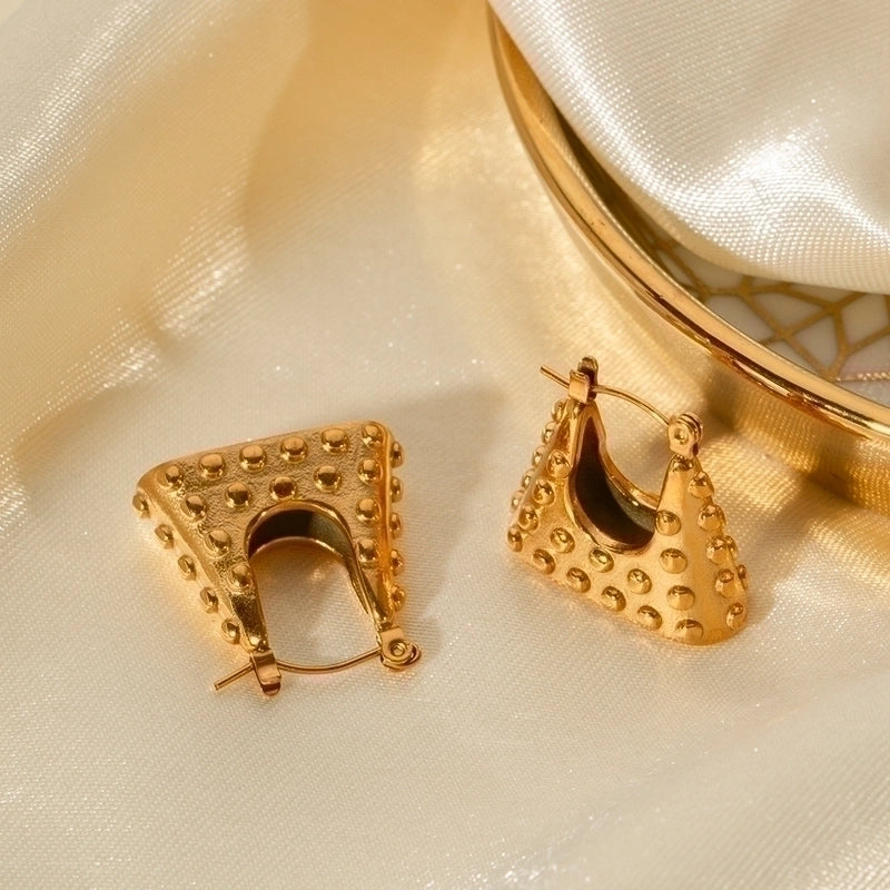 1 Pair Minimalist Classic Style Solid Color 316 Stainless Steel  18K Gold Plated Ear Studs