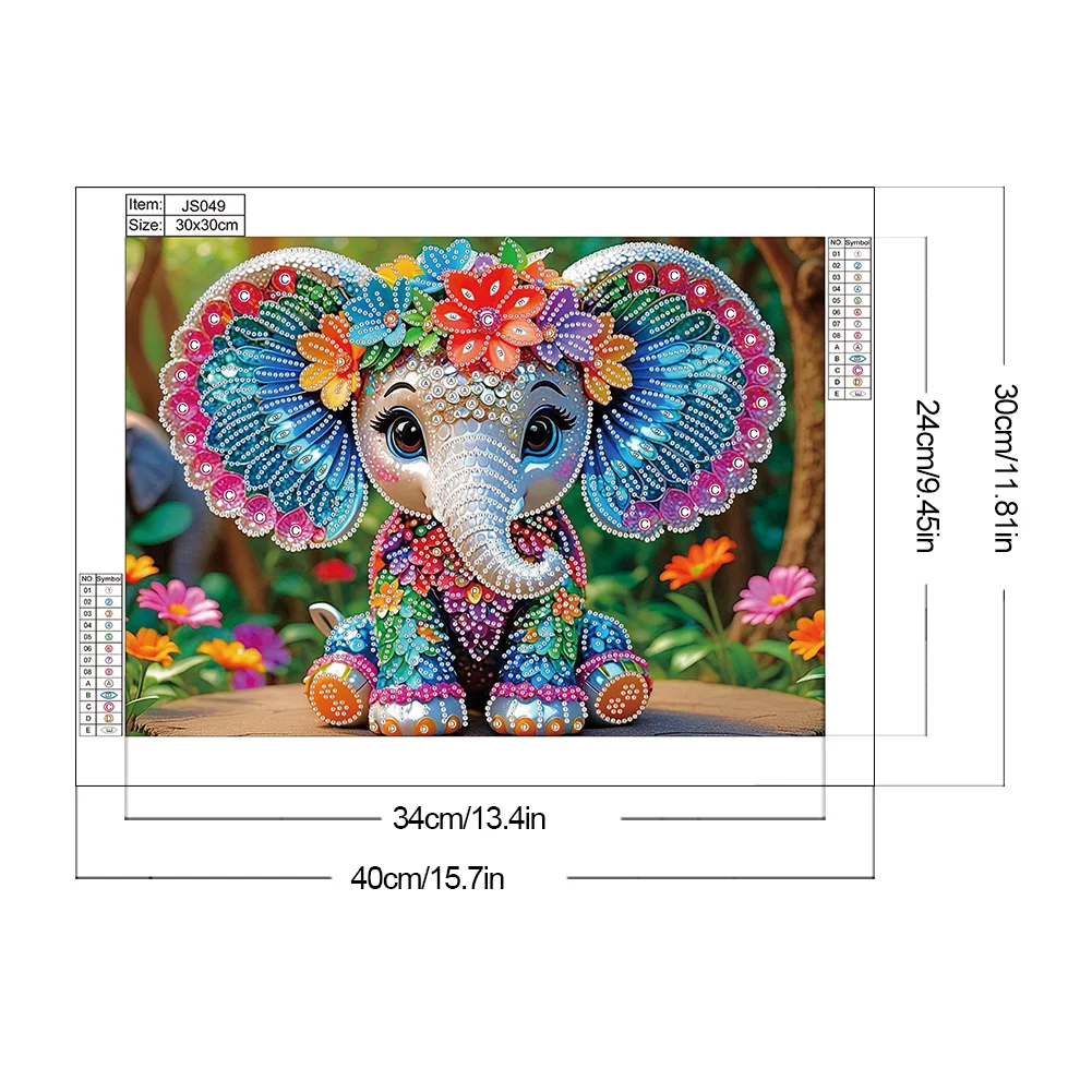 Diamond Painting - Partial Special Shaped Drill - Flower Elephant(Canvas|40*30cm)