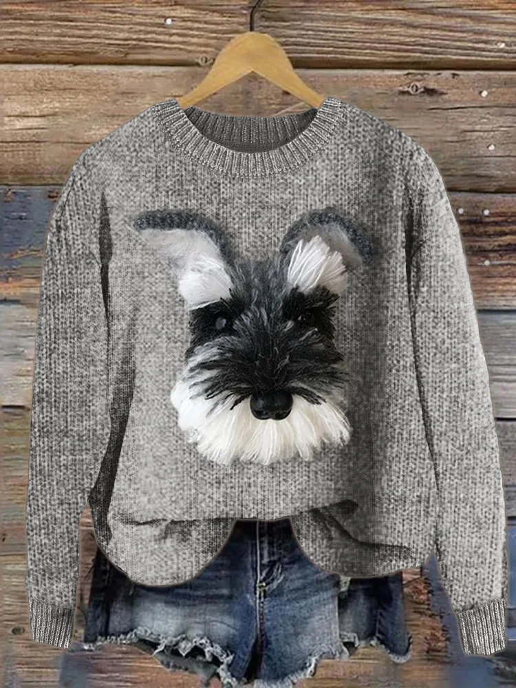 VChics Schnauzer Dog Yarn Art Cozy Knit Sweater