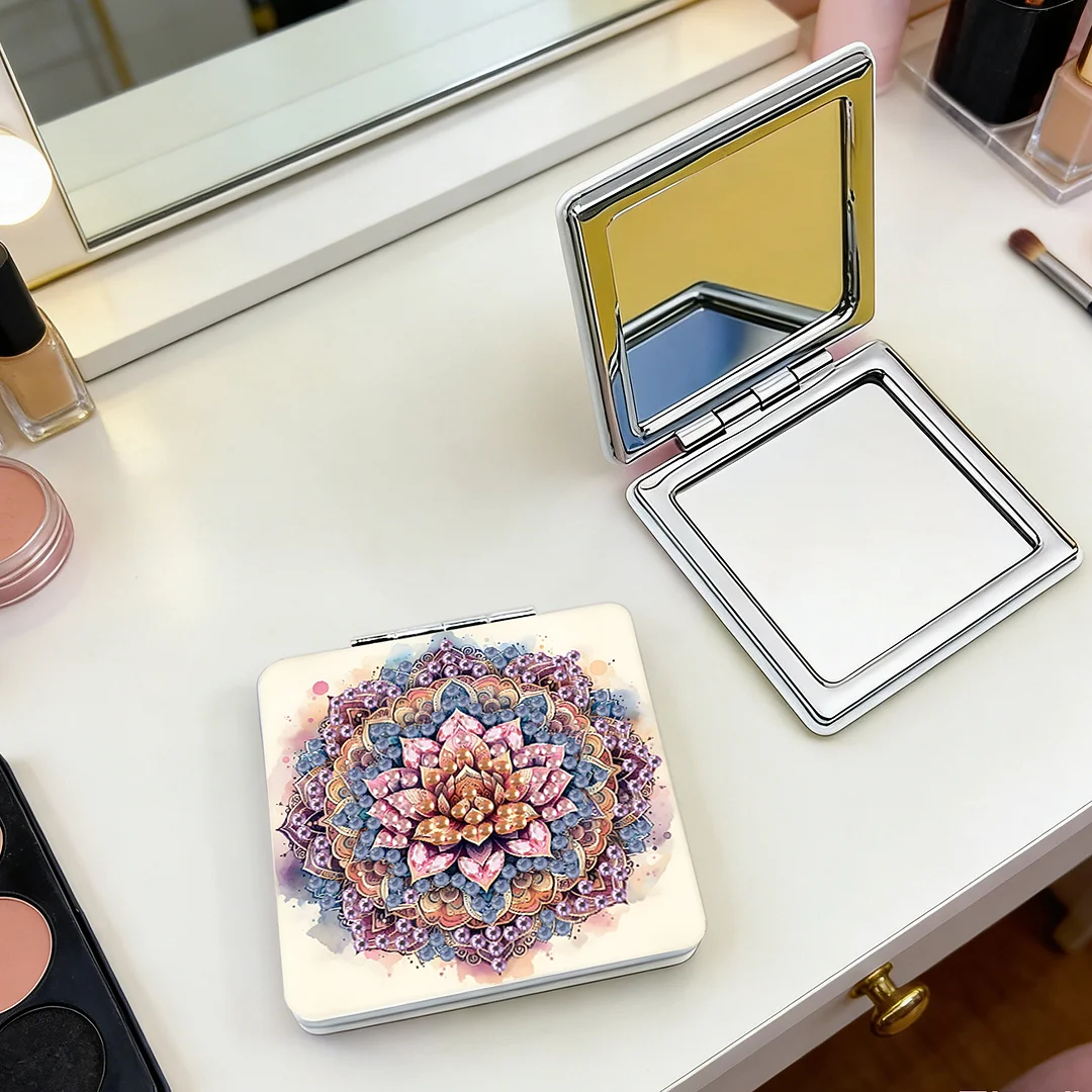 Mandala DIY Special Shaped Diamond Painting Compact Mirror Kits Diamond Art Painting Pocket Mirror for Adults and Beginners