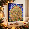 DIY Special Shape Diamond Painting Pearl Art With Inner Frame Kit 25x25cm(Light-up Christmas Peacock)