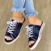 Gioiacombo&trade; Sandali piatti casual in denim con bocca di pesce primavera/estate