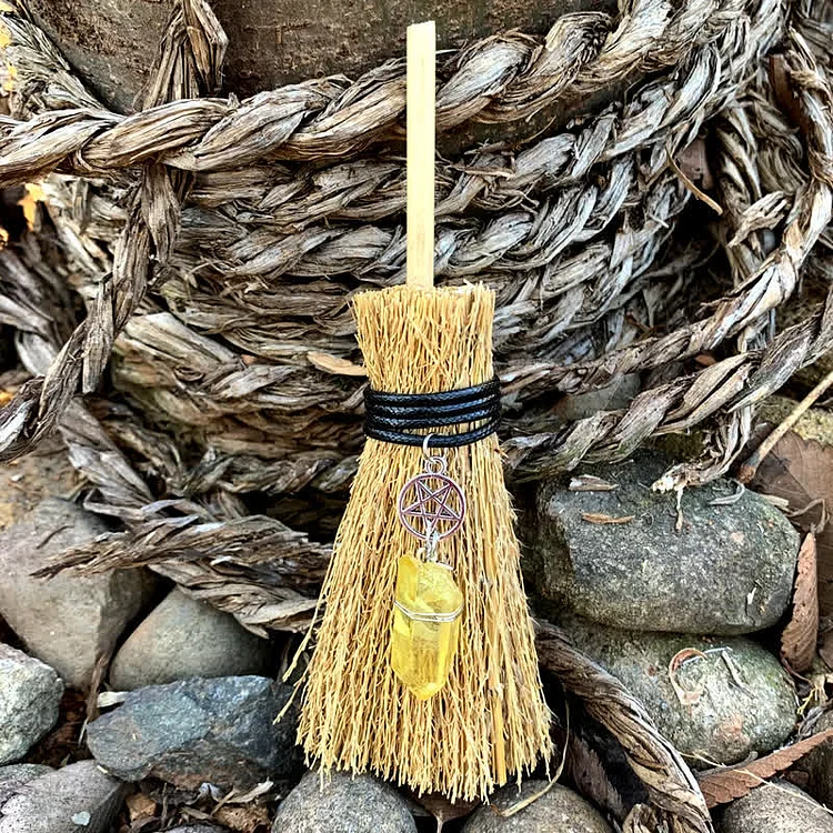 Olivenorma Handmade Mini Broom Crystal Ornamet