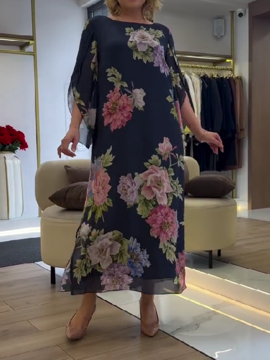 Floral print maxi dress side view