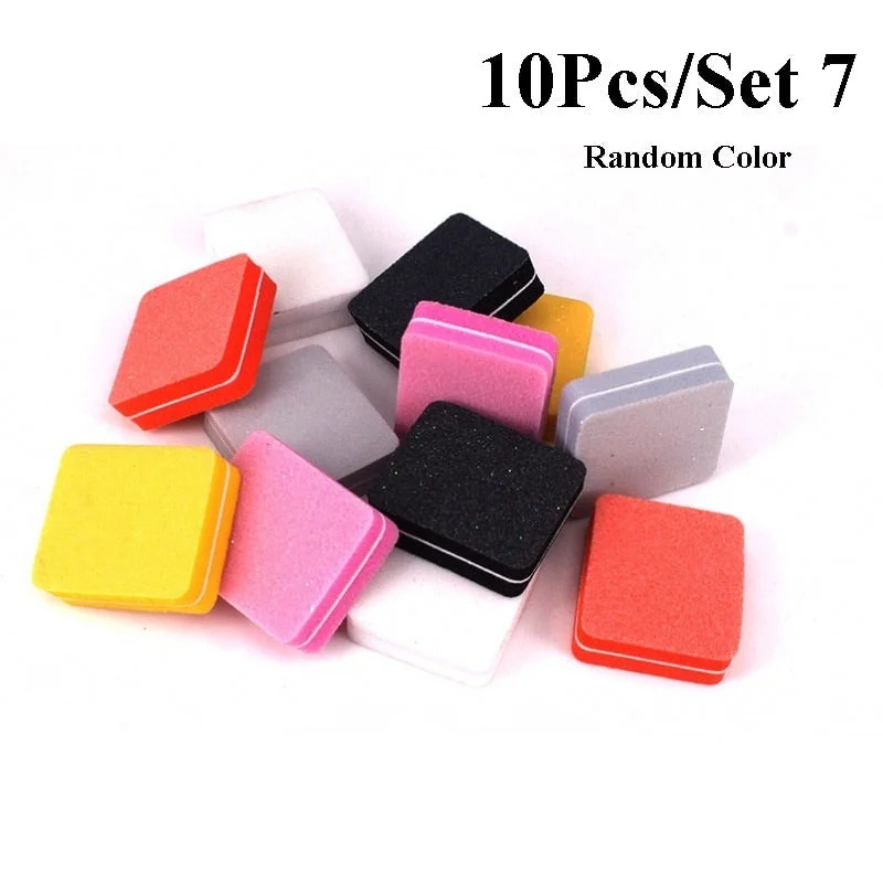 10pcs/lot Mini Sponge Nail File Colorful Sanding Buffer UV Gel Polish Set Block Nail Files Double Side Nagel Nail Art Tools-Nail Inspo