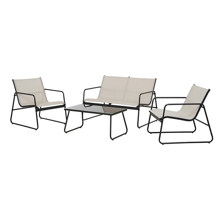 Grand Patio 4 Pieces Patio Conversation Set, Outdoor Furniture Set with Glass Coffee Table for Garden Lawn Backyard Porch and Balcony