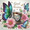 5D DIY Partial Special Shaped Drill Diamond Painting Butterfly Coffee Kit40x40cm (A)