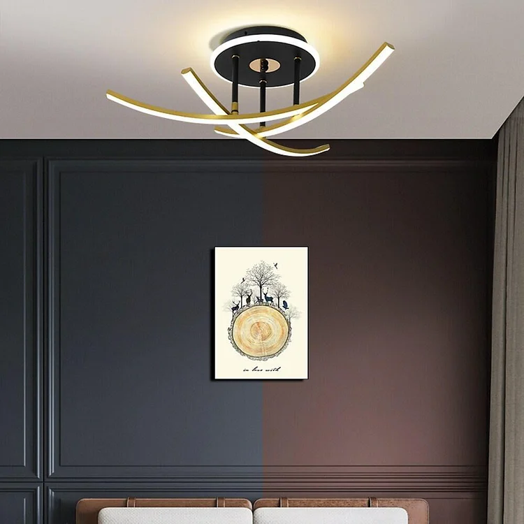 Curved Linear Dimmable LED Artistic Nordic Ceiling Lights Flush Mount Lighting - Appledas