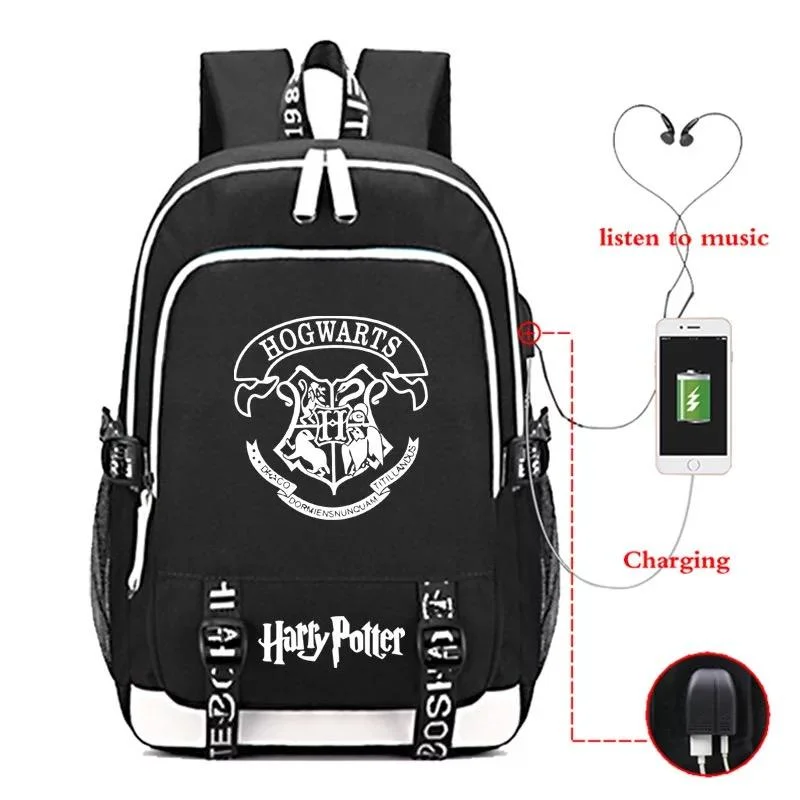 Buzzdaisy Harry Potter Hogwarts Four Houses #3 USB Charging Backpack School Note Book Laptop Travel Bags