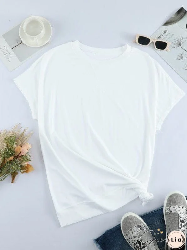 Women'S Round Neck Short-Sleeved Loose Solid Color Top For Everyday Wear