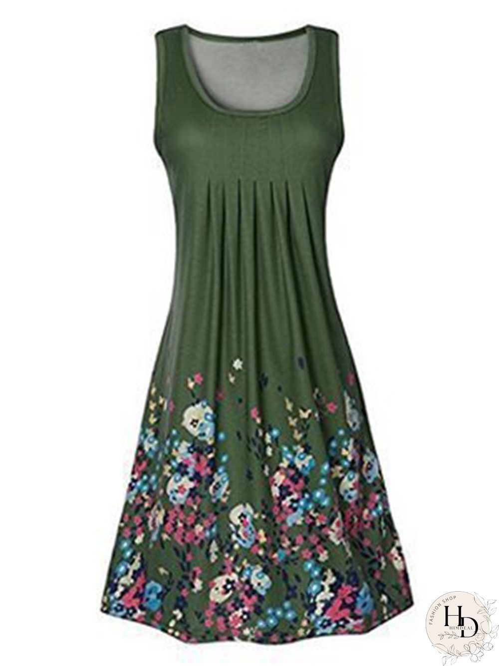 Casual Painted Sleeveless Crew Neck Casual Dresses