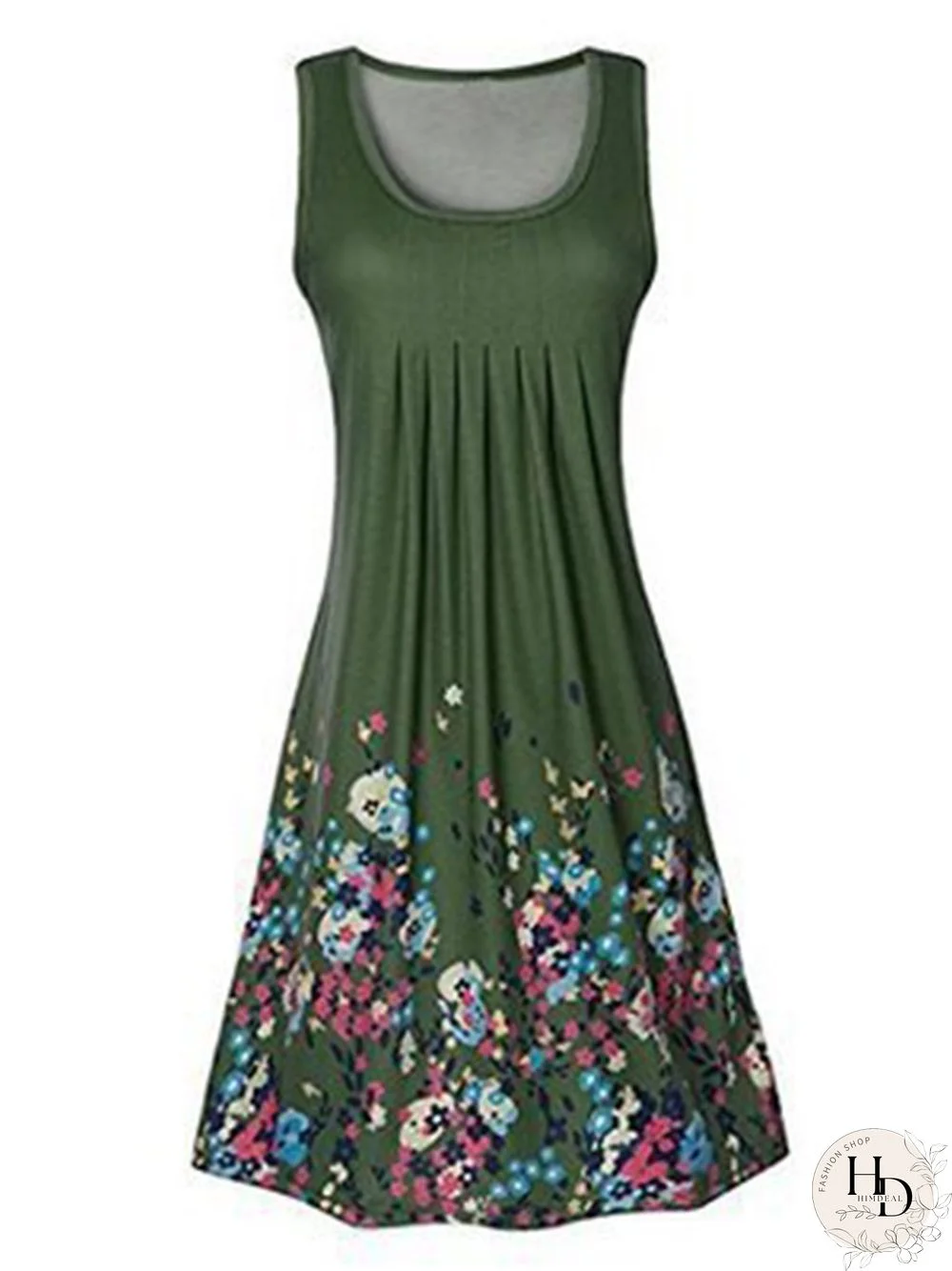 Casual Painted Sleeveless Crew Neck Casual Dresses