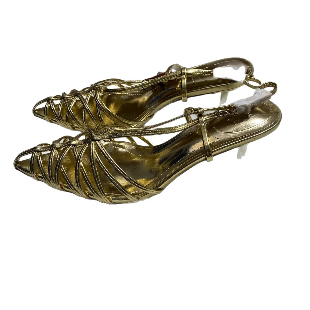 Breakj Breakj Home 2025Ins Fashion Show Plating Heel Steel And A Buckle Strap Simple Toe Women's Shoes