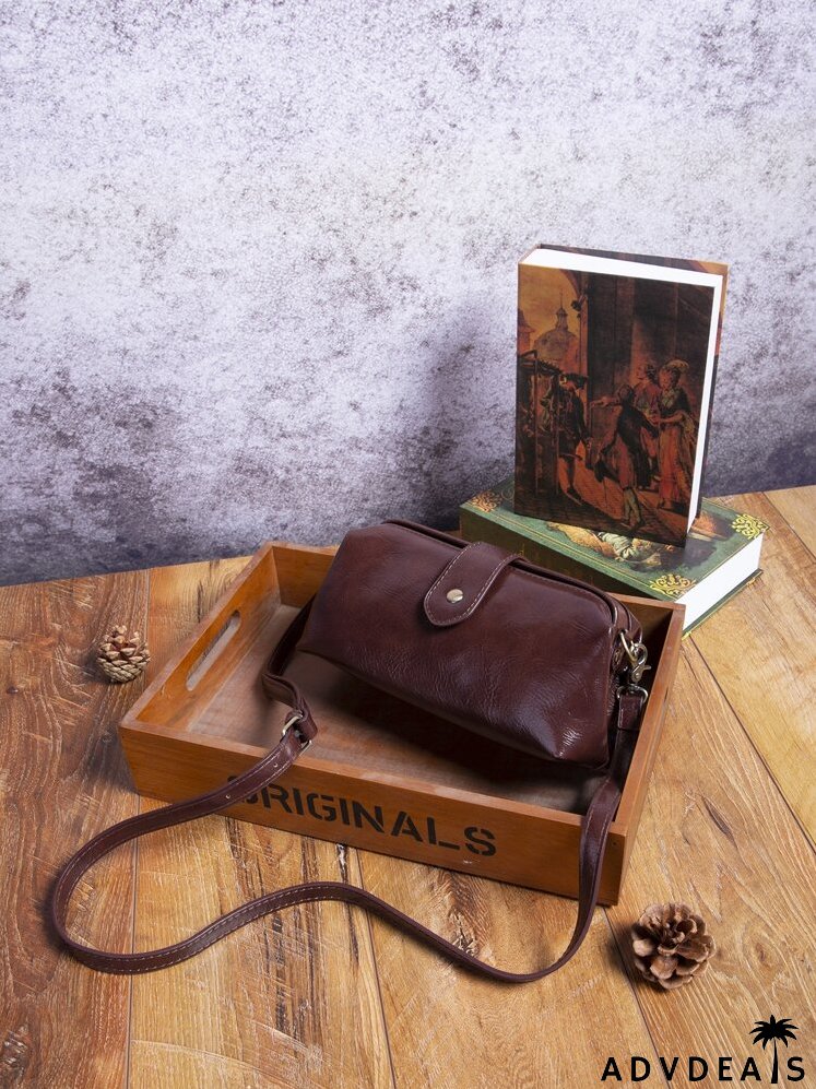 Artificial Patent Leather Snap Button Dome Bag