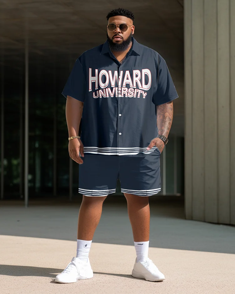 Men's Plus Size College Style Howard College Short Shirt Uniform Suit