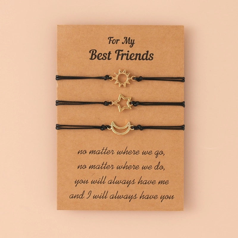 Jewelry Simple Retro Alloy Sun Moon Star Men’s Friendship Adjustable Couple Card Bracelet