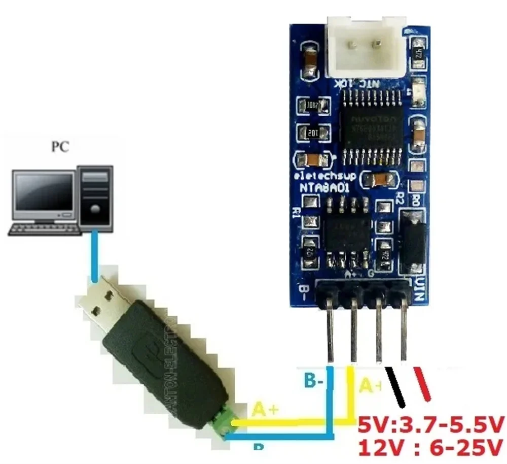 4XDC5V-24V RS485 RS232 Temperature Sensor TTL Modbus RTU NTC Thermistor Remote Acquisition Monitor Module Replace DS18B20 PT100