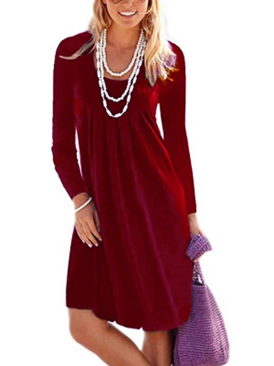 Round Neck large size Long Sleeves Dresses