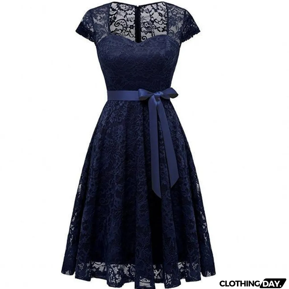 Lace Dress Women Dresses Short Sleeve Casual Evening Party A Line Plus Size Dress
