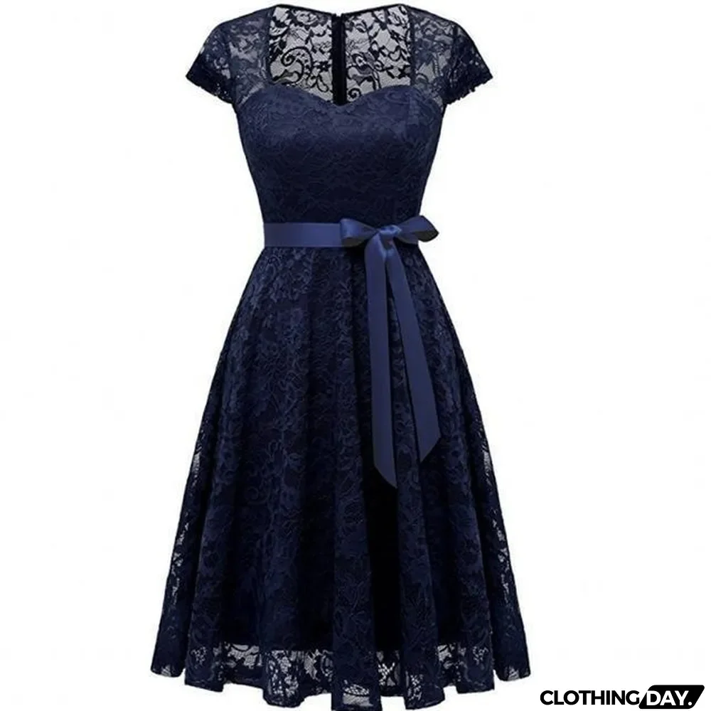 Lace Dress Women Dresses Short Sleeve Casual Evening Party A Line Plus Size Dress