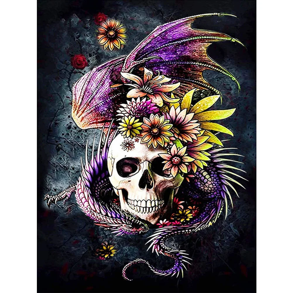 DIY Full Round Drill Diamond Painting 5D Weird Skull Poster Kit (B3867)