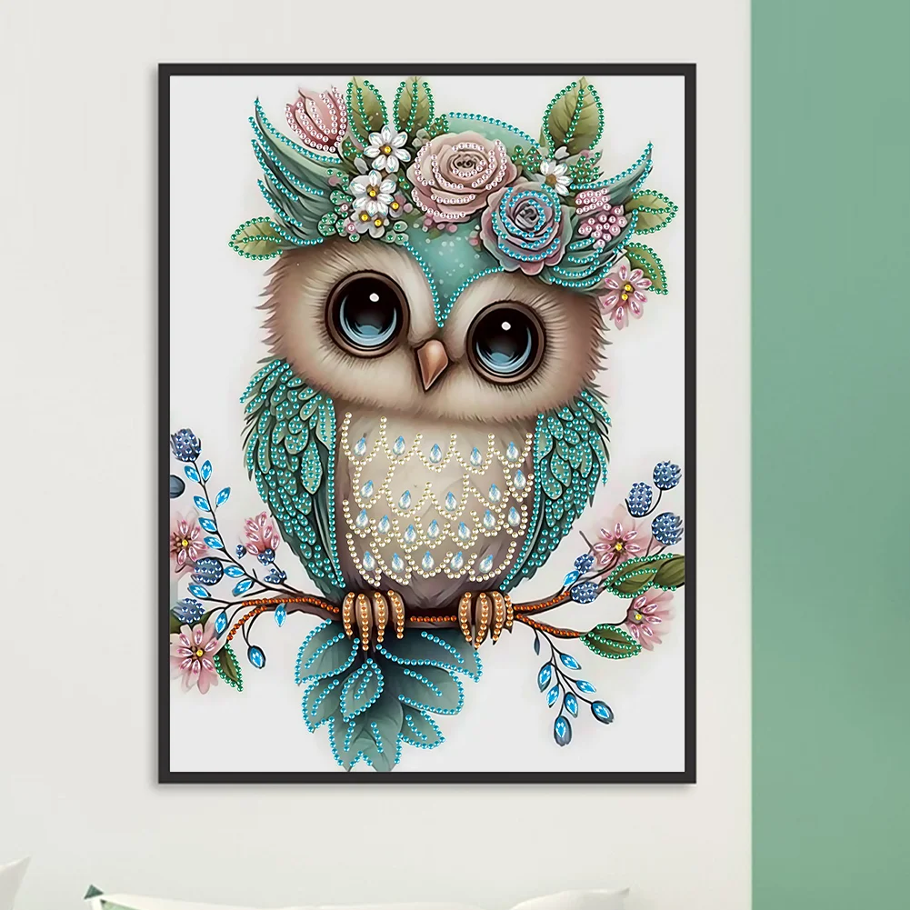 Diamond Painting - Partial Special Shaped Drill - Owl(Canvas|30*40cm)
